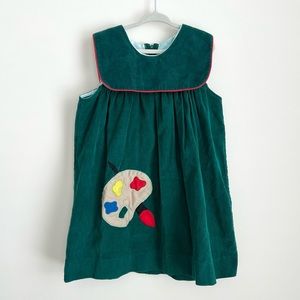 Vintage Green Corduroy Artist Girl Dress 5T